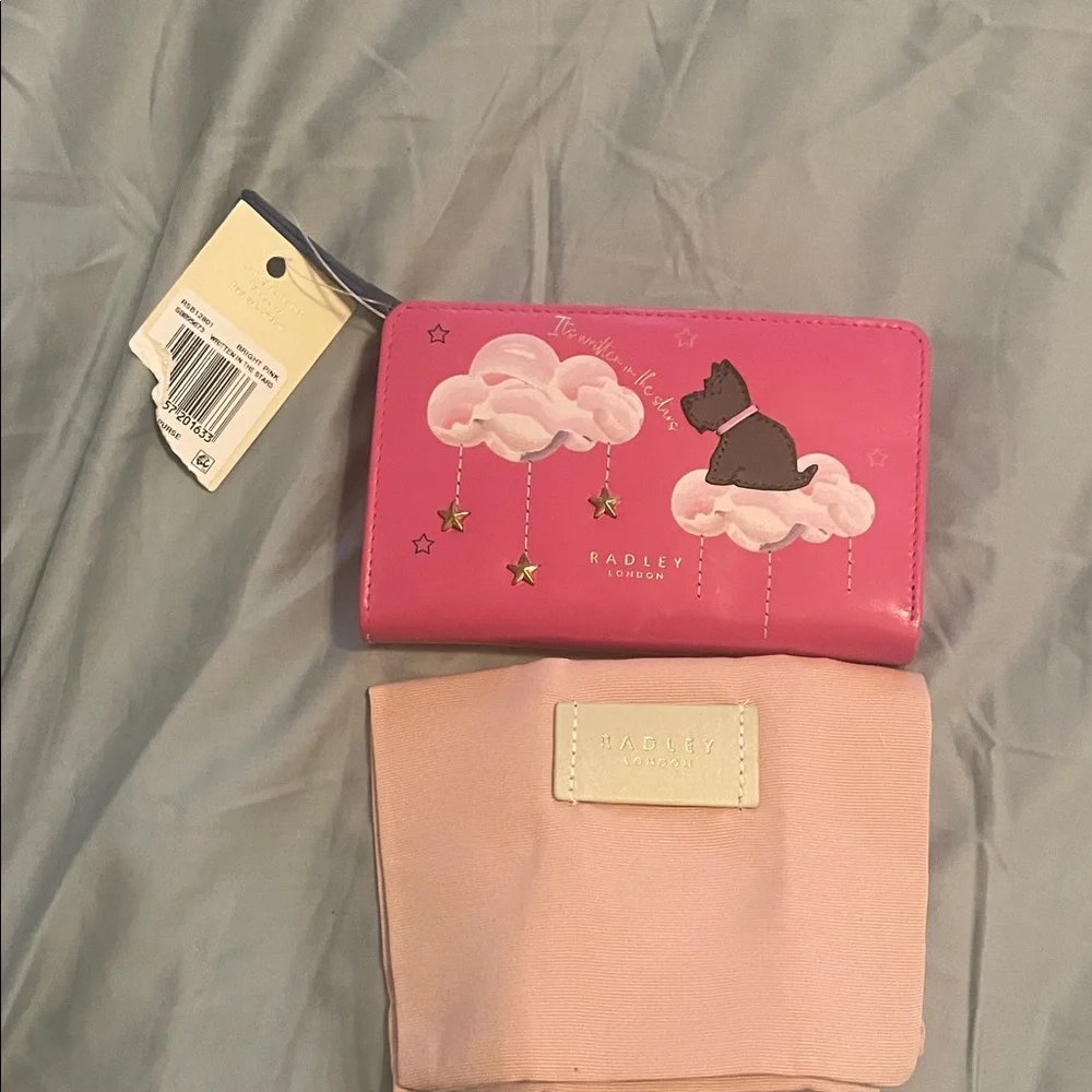 Radley London with clouds and stars Pink Wallet comes with dust cover - Picture 1 of 4